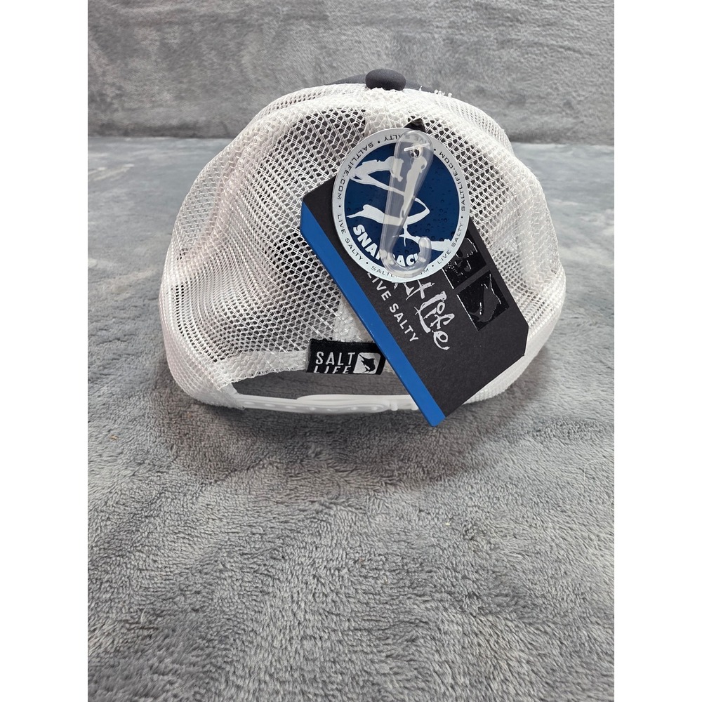 NWT Salt Life Mens Trucker Hat Charcoal Grey White Mesh Snapback Marlin Patch - Picture 4 of 7
